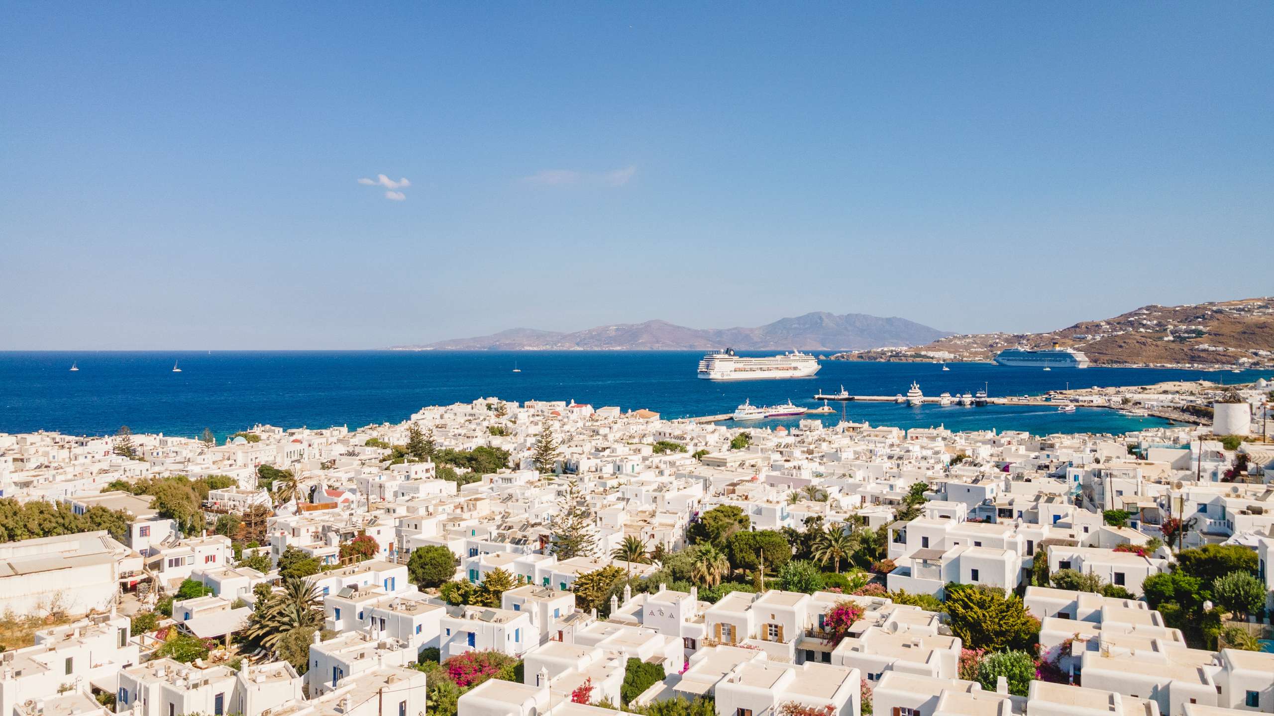 Mykonos Town aerial view